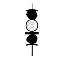 Meat Skewer with Onion Silhouette. Black and White Icon Design Elements on Isolated White Background vector