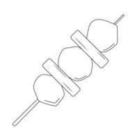 Meat Skewer Outline Icon Illustration on White Background vector