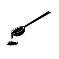 Spilled Soy Sauce on Spoon Silhouette. Black and White Icon Design Elements on Isolated White Background vector