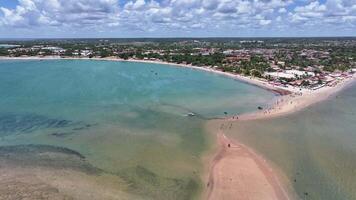 Above view of Coroa Vermelha Beach at Santa Cruz Cabralia Bahia in Brazil.. Famous Scenery. video