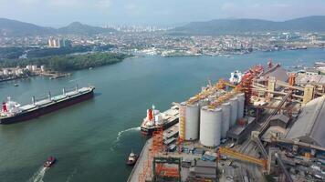 Above view of Port of Santos in Santos Sao Paulo in Brazil.. Scenic Background. video
