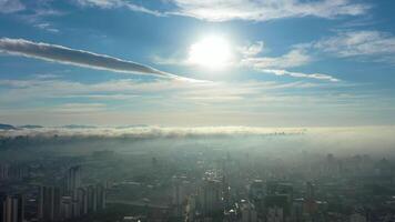Aerial View of Above Clouds at Downtown in Sao Paulo Brazil. Famous Background. video