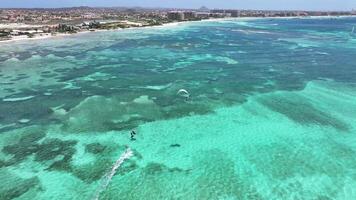 Incredible Windsurf in Eagle Beach Caribbean Netherlands in Aruba.. Scenic Background. video