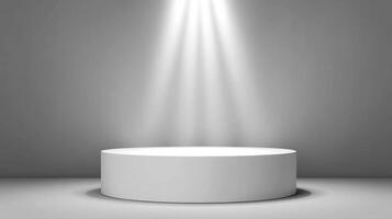 White Product Display Podium Spotlight Background photo