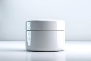 White Cosmetic Jar Mockup for Cream Lotion or Balm Packaging photo