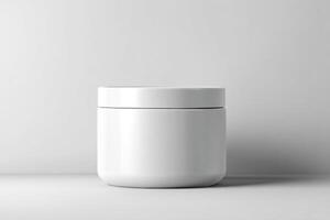 White Cosmetic Jar Mockup on Clean Background photo