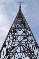 Power transmission pole, low angle of view photo