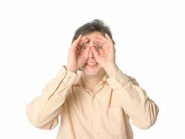 Man staring at something, isolated photo