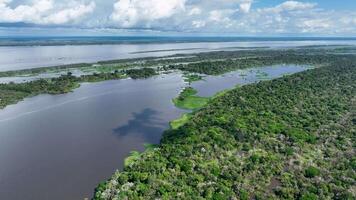 Alto ângulo do Amazonas rio às manaus amazonas dentro brasil.. cênico fundo. video