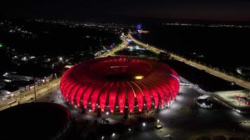High Angle of Illuminated Stadium in Porto Alegre Rio Grande do Sul Brazil. Awesome Cinematic. video