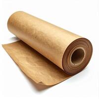Brown Kraft Paper Roll with Curling Edge on White Background Version Two photo
