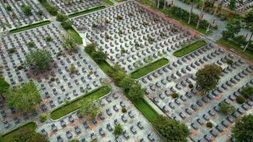Aerial view of military cemetery in Cu Chi, Vietnam. Ideal for history, remembrance, and architecture themes. video