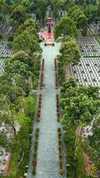 Aerial view of military cemetery in Cu Chi, Vietnam. Ideal for history, remembrance, and architecture themes. video