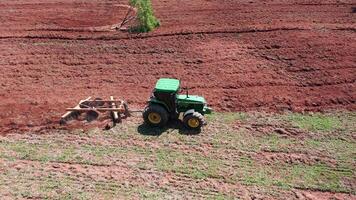 Aerial View of Tractor at Mogi Mirim in Sao Paulo Brazil. Beautiful Scenery. video