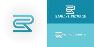 The modern and dynamic logo suits a Business Process Optimization firm perfectly. The design features a continuous, flowing line forming a stylized GR monogram, conveys efficiency and fluidity. vector