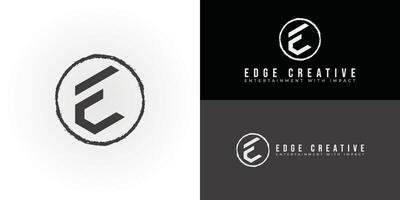 The logo has stylized EC shape inside a bold, hand-drawn circular frame. It represents modern production for your entertainment company. The geometric letterforms create a strong and contemporary look vector