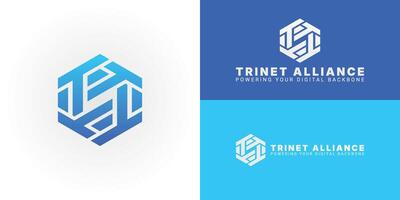 The logo features stylized TA shape in hexagonal design, symbolizing comprehensive network administration for your company. The interconnected elements illustrate an efficient and well-managed network vector