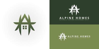 The logo uniquely blends the ideas of home and nature, making it perfect for an eco-conscious real estate and development company. A stylized building is seamlessly integrated with leaf-like elements. vector