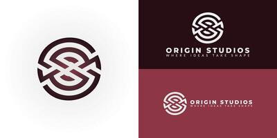 The logo is designed for creative agencies and studios. It features interwoven lines forming the letters OS, representing the agency's name and values. The circular frame adds sophistication vector