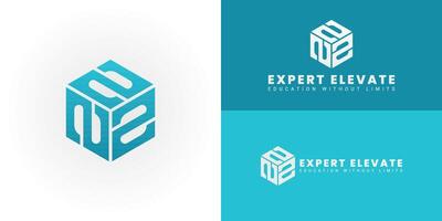 The logo features the letter E integrated into a three-dimensional cube, symbolizing accessible education through your online platform and representing a structured learning experience vector
