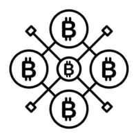 Bitcoin blockchain icon with simple and modern design isolated on transparent background png