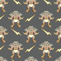 Seamless Pattern of Zeus with Lightning Bolts vector