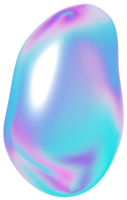 3d holographic blob shape, iridescent chrome abstract form png