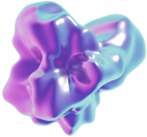 3d holographic abstract blob shape, iridescent chrome fluid form png