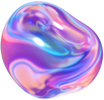 3d holographic blob shape, iridescent fluid abstract form png