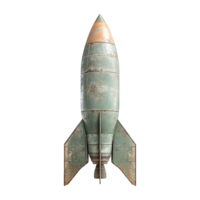 Rocket warhead stands upright with tarnished paint on transparent background png