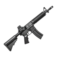 Semiautomatic firearm with a magazine is presented here in detailed view on transparent background png