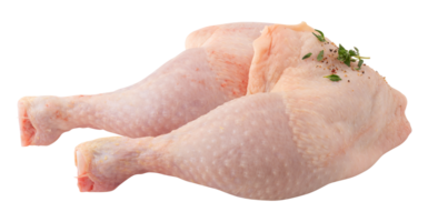 Fresh chicken legs with chili flakes cut out isolated transparent background png