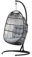 Swing sofa, hanging hammock chair, net with cushion cut out isolated transparent background png