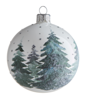 Christmas ball with pine tree and snow pattern with hanging loop cut out isolated transparent background png