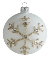 Christmas ball with snow pattern with hanging loop cut out isolated transparent background png