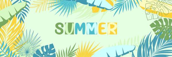 abstract summer tropical leaves background design using modern trendy colors vector
