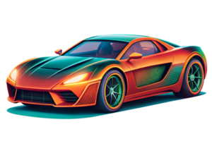 3D Render of Modern Neon Sports Vehicle in Side View png