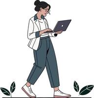 Woman in business while walking vector