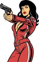 Retro Spy Girl with a Gun vector