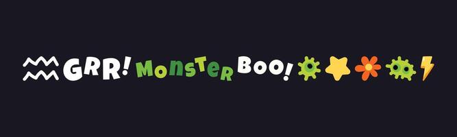 A whimsical cartoon design showcasing spooky expressions and decorative elements perfect for a playful, childlike Halloween or themed background. vector