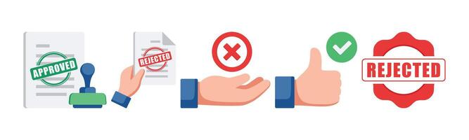 Illustrative image showing the concept of approval and rejection, good for use in business documents, websites, or presentations that deal with project acceptance, feedback or decision-making. vector