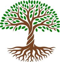 Tree of Life with Twisted Branches and Rooted Base vector