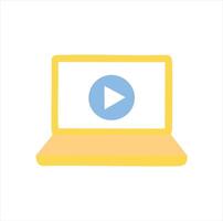 Laptop screen showing play button online streaming vector