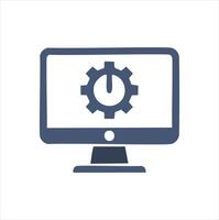 Computer screen settings gear power icon vector