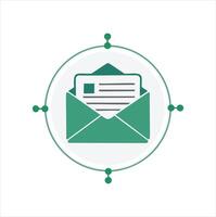 Green envelope icon email message communication vector