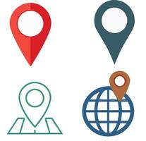 Location icons set global navigation map pin vector