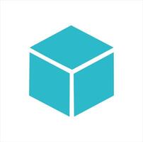 Simple teal cube 3d geometric shape icon vector