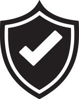 Shield icon with checkmark representing security validation protection and confirmation in a flat design vector