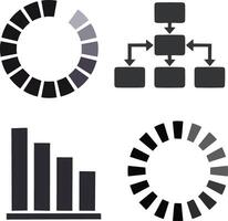 Progress indicators charts flowchart data visualization icons vector