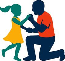 A father and daughter sharing a dance, exemplifying their emotional connection and joyful approach to parenting. vector